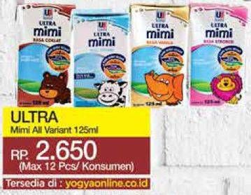 Promo Harga ULTRA MIMI Susu UHT All Variants 125 ml - Yogya