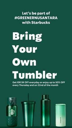 Promo Harga Bring Your Own Tumbler  - Starbucks