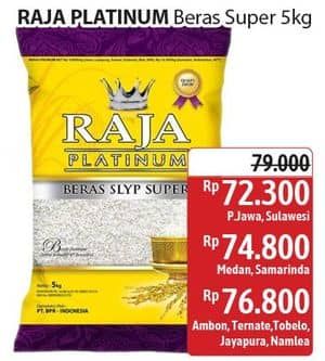 Promo Harga Raja Platinum Beras Slyp Super 5000 gr - Alfamidi