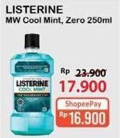 Promo Harga Listerine Mouthwash Antiseptic Cool Mint, Zero 250 ml - Alfamart