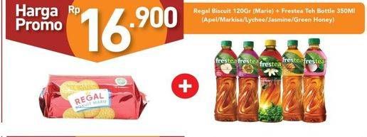 Promo Harga REGAL Marie 120gr + FRESTEA Teh Apple/ Markisa/ Lychee/ Original/ Green Honey 350ml  - Carrefour