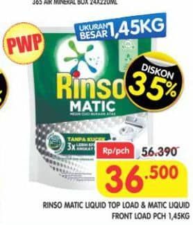 Promo Harga Rinso Detergent Matic Liquid Top Load, Front Load 1450 ml - Superindo