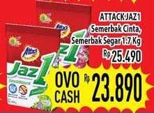 Promo Harga ATTACK Jaz1 Detergent Powder Semerbak Cinta, Semerbak Segar 1700 gr - Hypermart