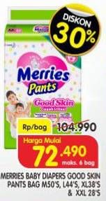 Promo Harga Merries Pants Good Skin M50, L44, XL38, XXL28 28 pcs - Superindo