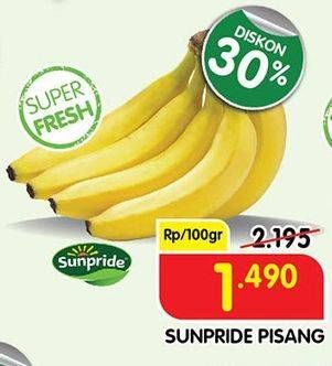 Promo Harga SUNPRIDE Pisang Cavendish per 100 gr - Superindo