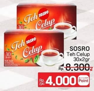 Promo Harga Sosro Teh Celup per 30 pcs 2 gr - LotteMart