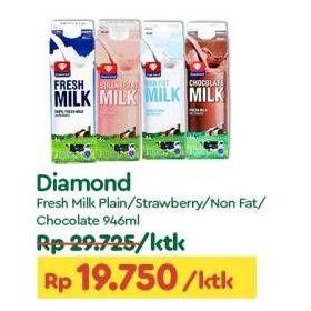 Promo Harga Diamond Fresh Milk Chocolate, Strawberry, Plain, Non Fat 946 ml - TIP TOP