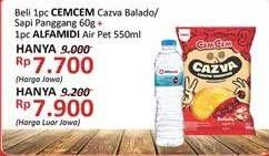 Promo Harga CEM-CEM Cazva Keripik Singkong/ALFAMIDI Air Mineral  - Alfamidi