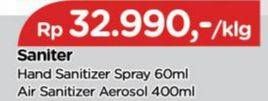 Promo Harga SANITER Air & Surface Sanitizer Aerosol 400 ml - TIP TOP