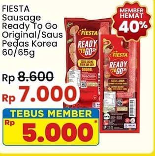 Promo Harga Fiesta Ready To Go Sosis Daging Ayam Dan Sapi Original, Sosis Daging Ayam Dan Sapi Spicy Korean Sauce 60 gr - Indomaret