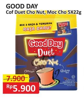 Promo Harga Good Day Coffee Duet MocaChoco, ChocoNut per 5 sachet 22 gr - Alfamart