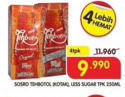 Promo Harga Sosro Teh Botol Original, Less Sugar per 4 pcs 250 ml - Superindo