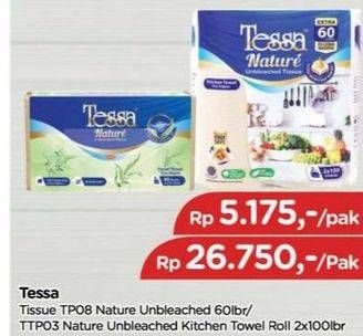 Promo Harga Tessa Nature Unbleach Tissue Towel TTP03 100 pcs - TIP TOP