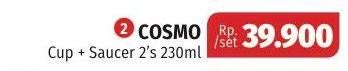 Promo Harga OCEAN Glass Cosmo Cup Saucer 230ml 2 pcs - Lotte Grosir
