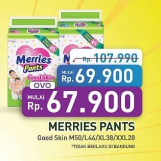 Promo Harga Merries Pants Good Skin M50, L44, XL38, XXL28 28 pcs - Hypermart