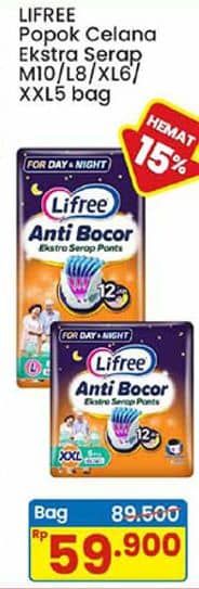 Promo Harga Lifree Popok Celana Ekstra Serap M10, L8, XL6, XXL5 5 pcs - Indomaret
