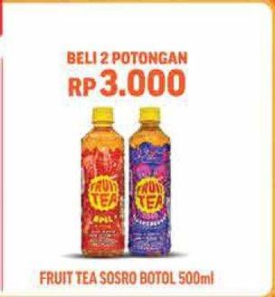 Promo Harga SOSRO Fruit Tea Apple, Blackcurrant 500 ml - Hypermart