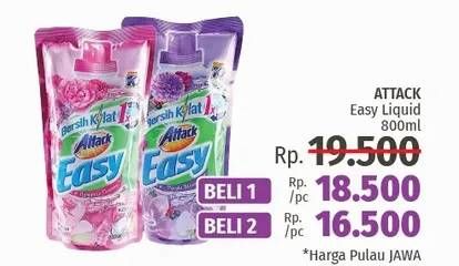 Promo Harga ATTACK Easy Detergent Liquid 800 ml - LotteMart