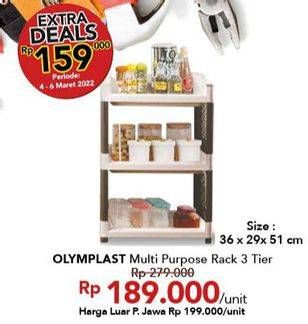 Promo Harga OLYMPLAST Multi Purpose Rack 3 Tier  36 X 29 X 51 Cm  - Carrefour