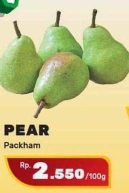 Promo Harga Pear Packham per 100 gr - Yogya