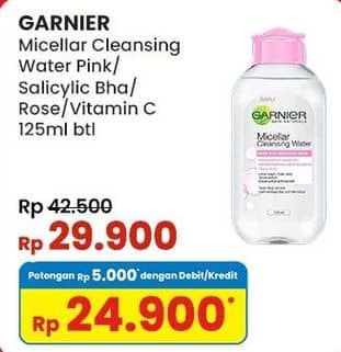 Promo Harga Garnier Micellar Water Pink, Salicylic BHA, Rose, Vitamin C 125 ml - Indomaret