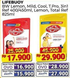 Promo Harga Lifebuoy Body Wash Lemon Fresh, Mild Care, Total 10, 3 In 1 400 ml - Alfamart