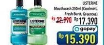 Promo Harga LISTERINE Mouthwash Antiseptic Cool Mint, Fresh Burst, Natural Green Tea 250 ml - Hypermart