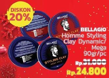 Promo Harga BELLAGIO HOMME Styling Clay Dynamic Hold, Mega Hold 90 gr - LotteMart