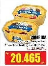 Promo Harga CAMPINA Ice Cream Neapolitan, Chocolate Truffle, Vanilla 700 ml - Hari Hari