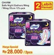 Promo Harga Charm Safe Night Gathers 35cm per 2 pouch 12 pcs - Indomaret