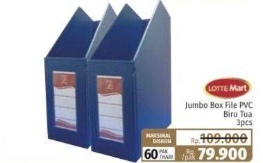 Promo Harga LOTTE MART Jumbo Box File PVC Biru Tua  - Lotte Grosir