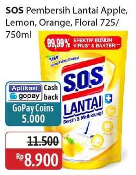 Promo Harga SOS Pembersih Lantai Lemon Twist, Orange, Apple 750 ml - Alfamidi