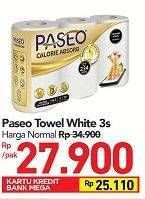Promo Harga PASEO Kitchen Towel White 3 roll - Carrefour