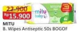 Promo Harga MITU Baby Wipes Antiseptic 50 sheet - Alfamart