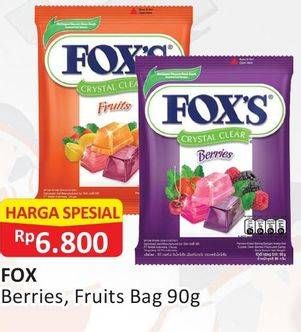Promo Harga FOXS Crystal Candy Berries, Fruit 90 gr - Alfamart