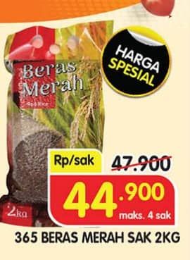 Promo Harga 365 Beras Merah 2000 gr - Superindo