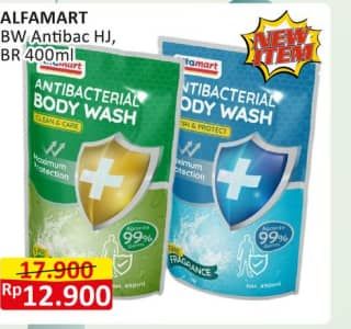 Promo Harga Alfamart Antibacterial Sabun Mandi Cair Clean Care Hijau, Fresh Protect Biru 400 ml - Alfamart