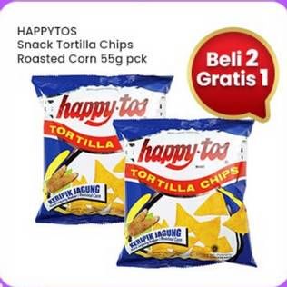 Promo Harga Happy Tos Tortilla Chips Jagung Bakar/Roasted Corn 55 gr - Indomaret