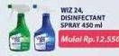 Promo Harga WIZ 24 Disinfecting Spray and Clean All Surface Clean, Fresh 450 ml - Hypermart