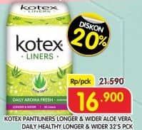 Promo Harga Kotex Fresh Liners Longer & Wider/Kotex Liners Daily Healthy V-Care Longer & Wider   - Superindo