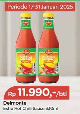 Promo Harga Del Monte Sauce Extra Hot Chilli 340 ml - TIP TOP