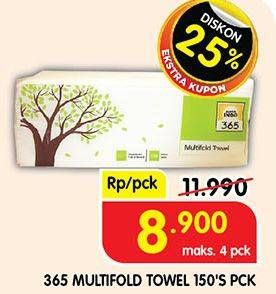 Promo Harga 365 Multifold Towel 150 sheet - Superindo