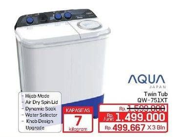 Promo Harga Aqua QW-751XT Mesin Cuci Twin Tub  - Lotte Grosir