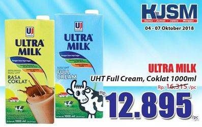 Promo Harga ULTRA MILK Susu UHT Full Cream, Coklat 1000 ml - Hari Hari