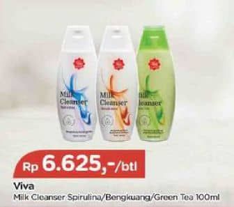 Promo Harga Viva Milk Cleanser Spirulina, Bengkuang, Green Tea 100 ml - TIP TOP