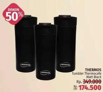 Promo Harga THERMOS Thermocafe Stainless Steel Matt Black PLT-450 450 ml - LotteMart