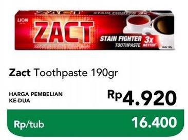 Promo Harga ZACT Pasta Gigi untuk Penyuka Teh dan Kopi 190 gr - Carrefour