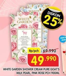 Promo Harga White Garden Shower Cream Goat Milk, Pink Rose 900 ml - Superindo