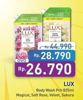 Promo Harga LUX Botanicals Body Wash Magical Orchid, Soft Rose, Velvet Jasmine, Sakura Bloom 825 ml - Hypermart