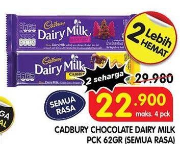 Promo Harga CADBURY Dairy Milk All Variants 62 gr - Superindo